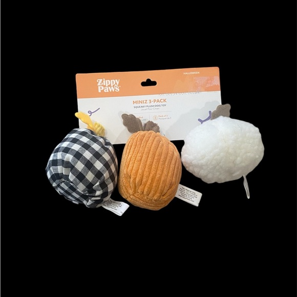ZippyPaws 3-Pack Halloween MINIZ GOURDS, Squash, Pumpkin Dog Toy with squeaker - Picture 2 of 3